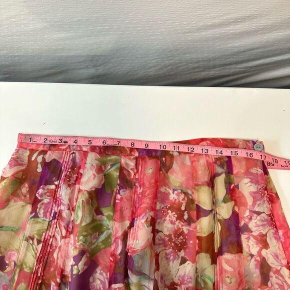 Jones New York Womens Silk Midi Skirt Size 14 Pink Floral Flowy Fairy Romantic - Picture 5 of 11
